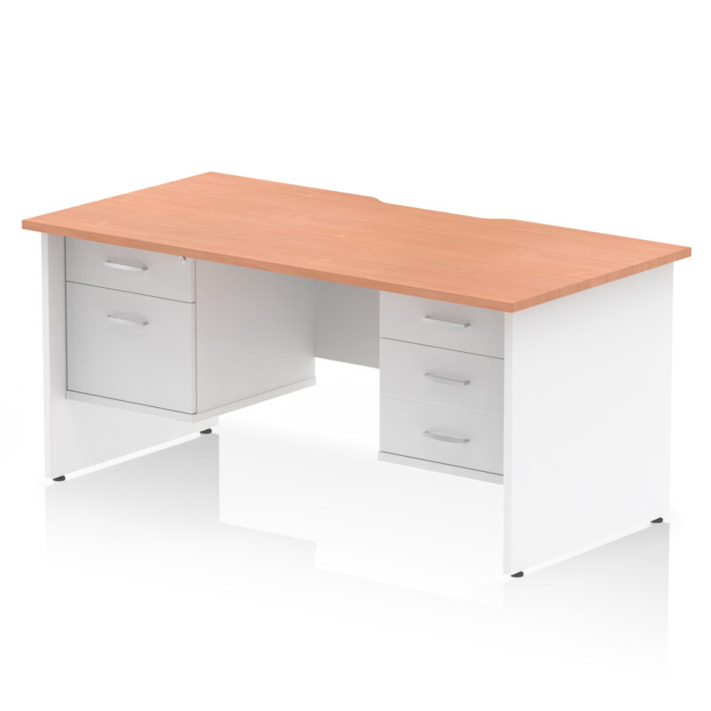 Pace Scalloped Edge 1600mm Panel End Straight Desk With Two Fixed Pedestal - Image 10