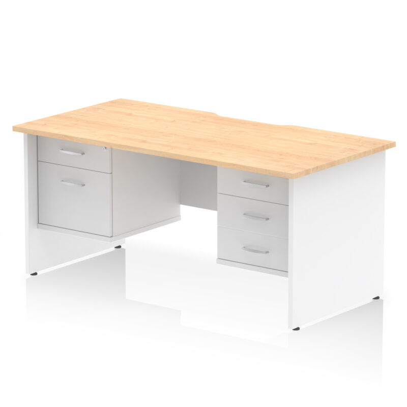Pace Scalloped Edge 1600mm Panel End Straight Desk With Two Fixed Pedestal - Image 12