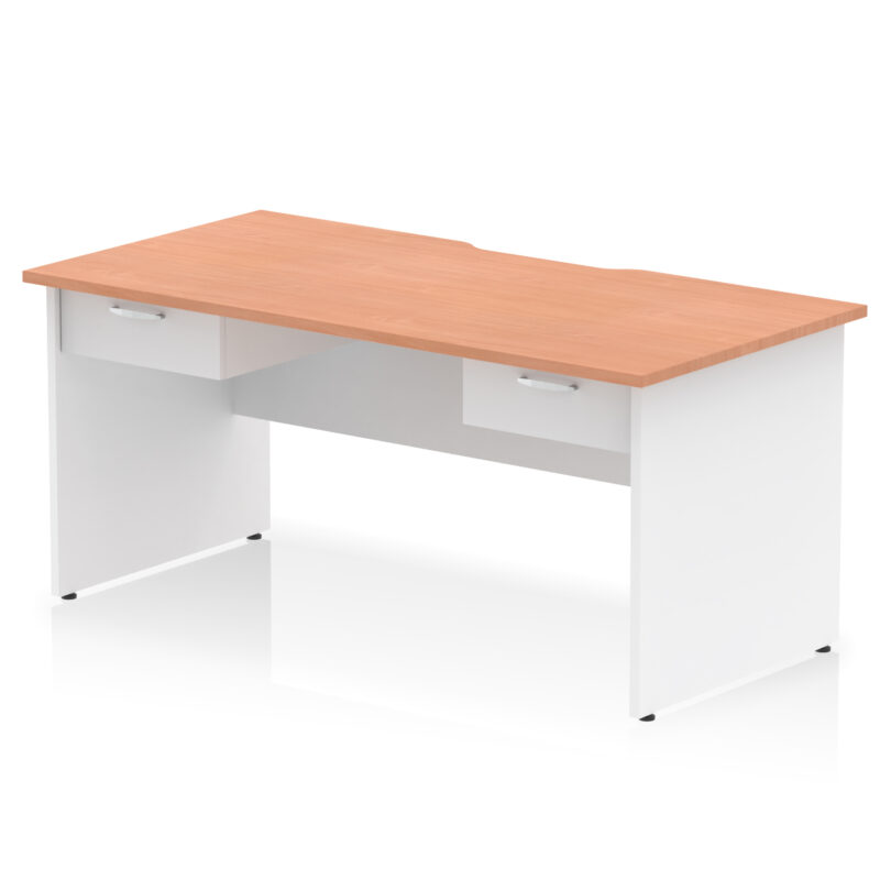 Pace Scalloped Edge Panel End Straight Desk Frame With Two One Drawer Fixed Pedestals - Image 8