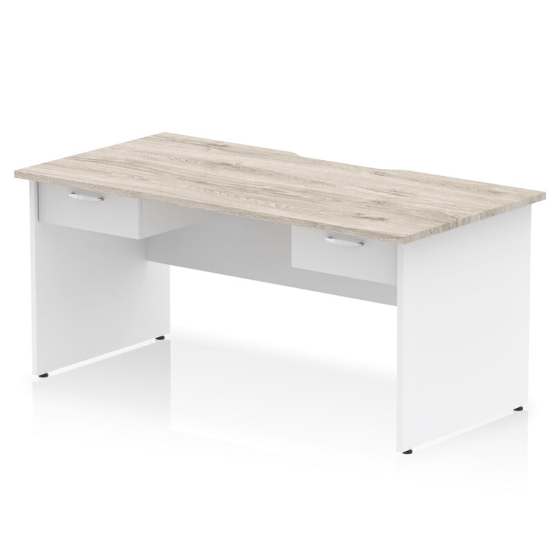 Pace Scalloped Edge Panel End Straight Desk Frame With Two One Drawer Fixed Pedestals - Image 9