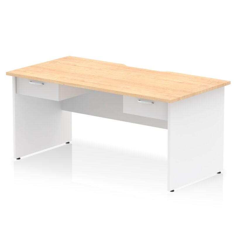 Pace Scalloped Edge Panel End Straight Desk Frame With Two One Drawer Fixed Pedestals - Image 10