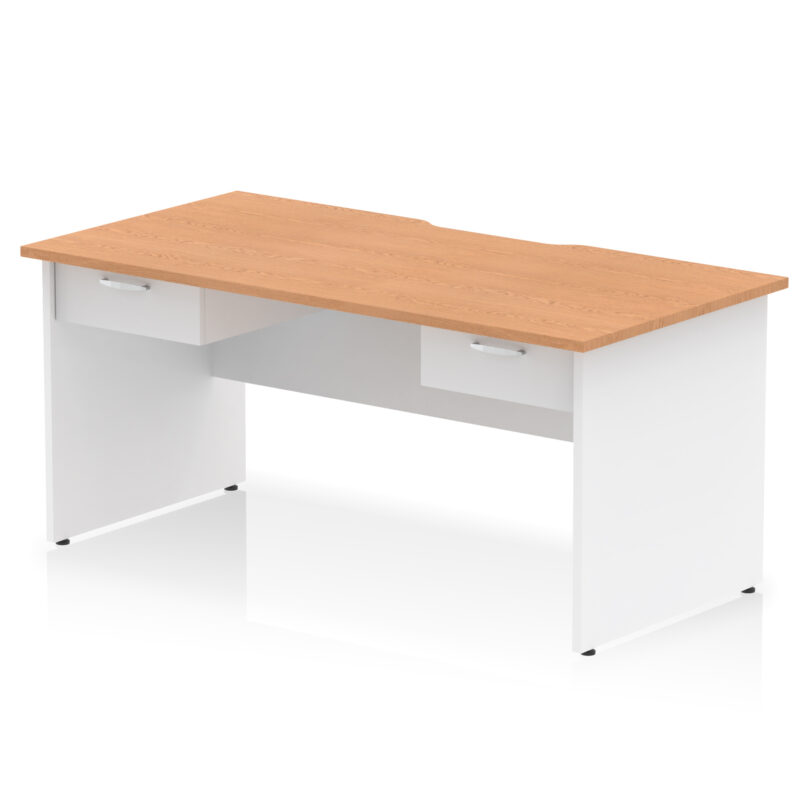 Pace Scalloped Edge Panel End Straight Desk Frame With Two One Drawer Fixed Pedestals - Image 11