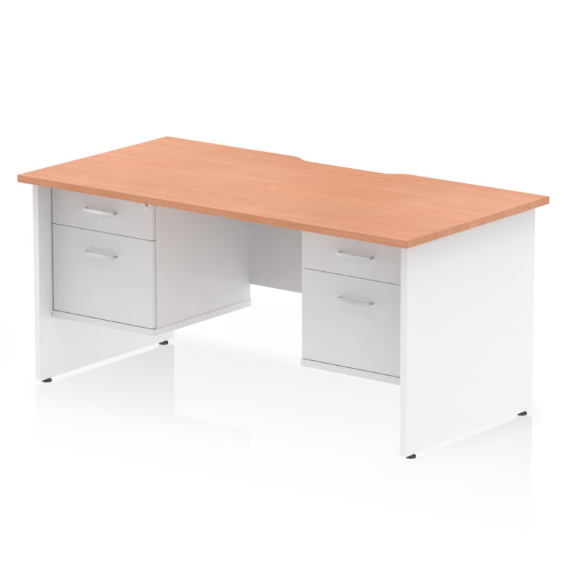 Pace Scalloped Edge 1600mm Panel End Straight Desk With Two Fixed Pedestal - Image 21